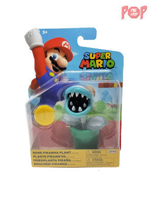 Super Mario - Bone Piranha Plant Action Figure with Coin
